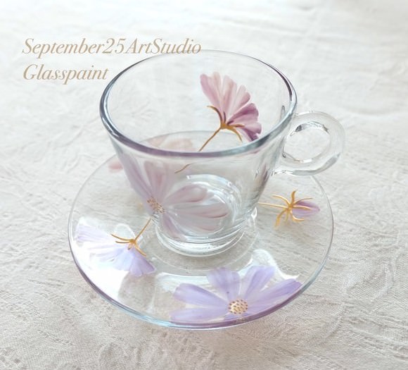 September25ArtStudio【チョコレートコスモス】 耐熱ガラスの珈琲コーヒーカップ・ティーカップ